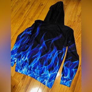 Blue flame hoodie SMALL